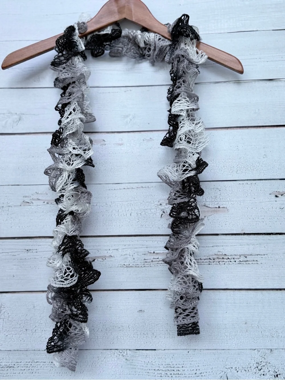 Cascading Open-Knit Ruffle Accent Fashion Scarf